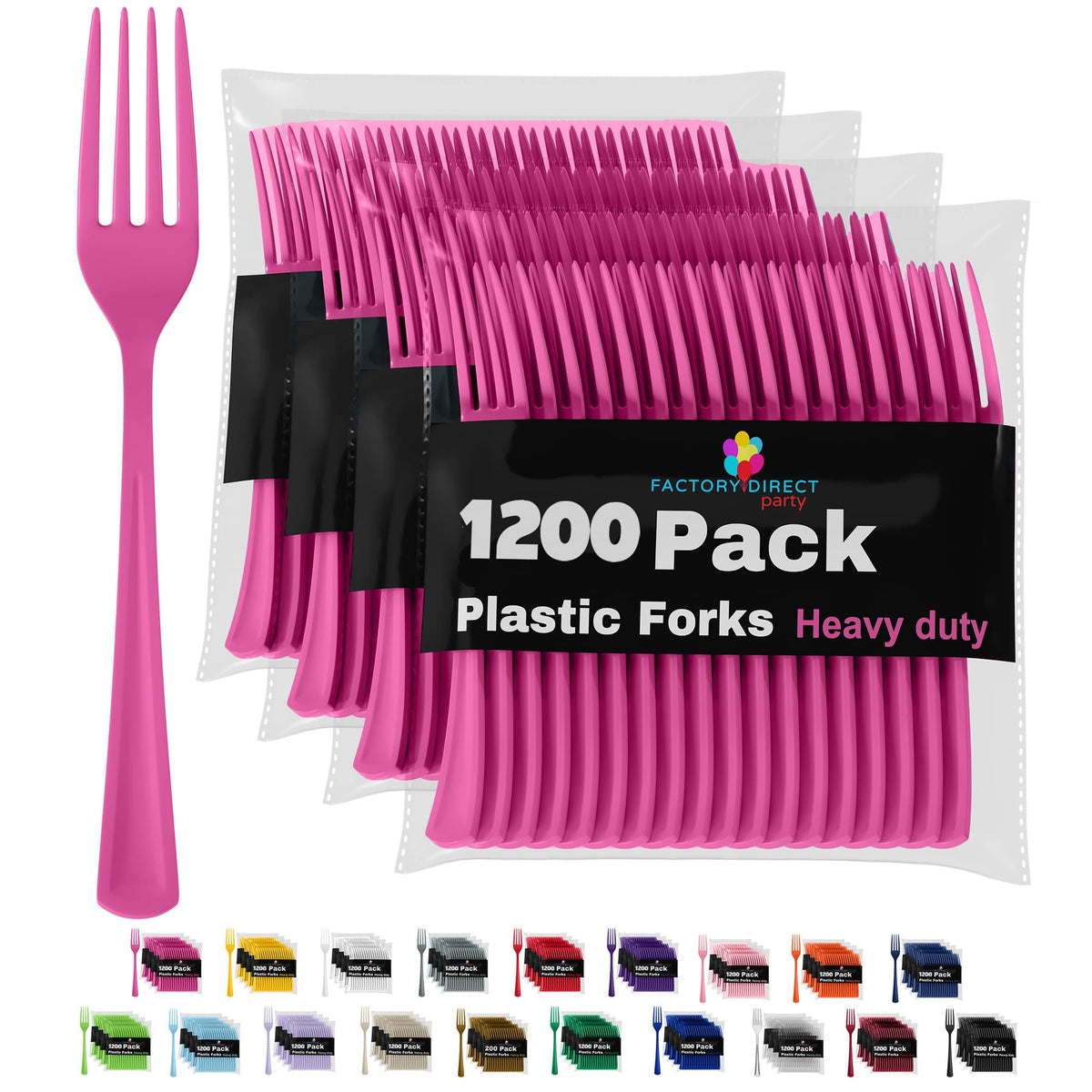 Heavy Duty Cerise Plastic Forks | Case of 1200