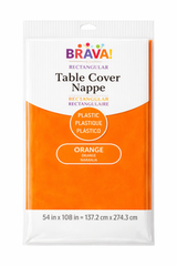 Vibrant Orange Plastic Table Cover - 54x108 Inches