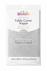 Elegant Silver Plastic Table Cover - 54x108
