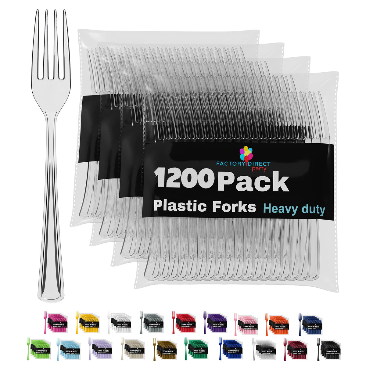 Heavy Duty Clear Plastic Forks | Case of 1200