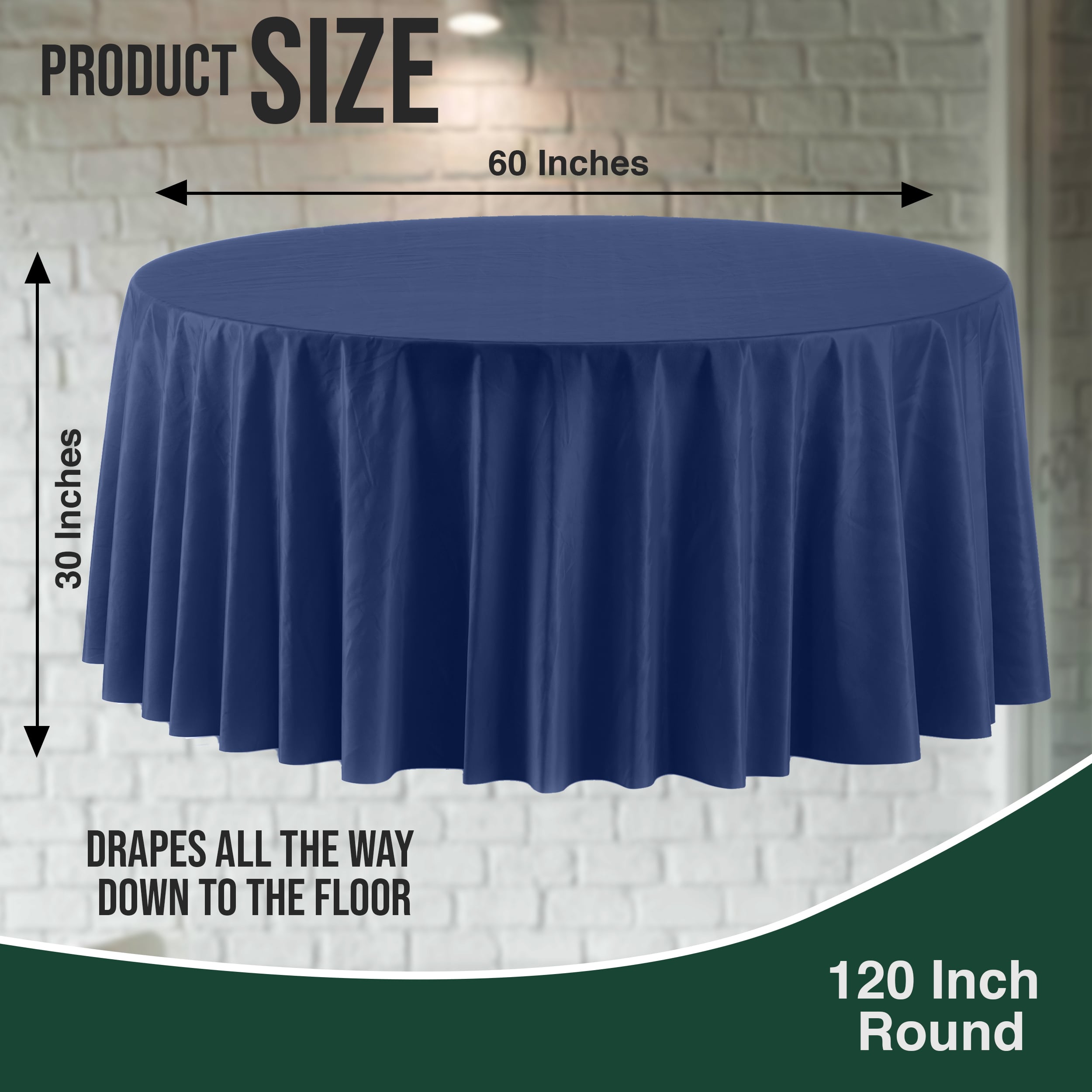 120 In. Premium Round Navy Plastic Table Cover