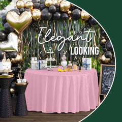 120 In. Premium Round Pink Plastic Table Cover