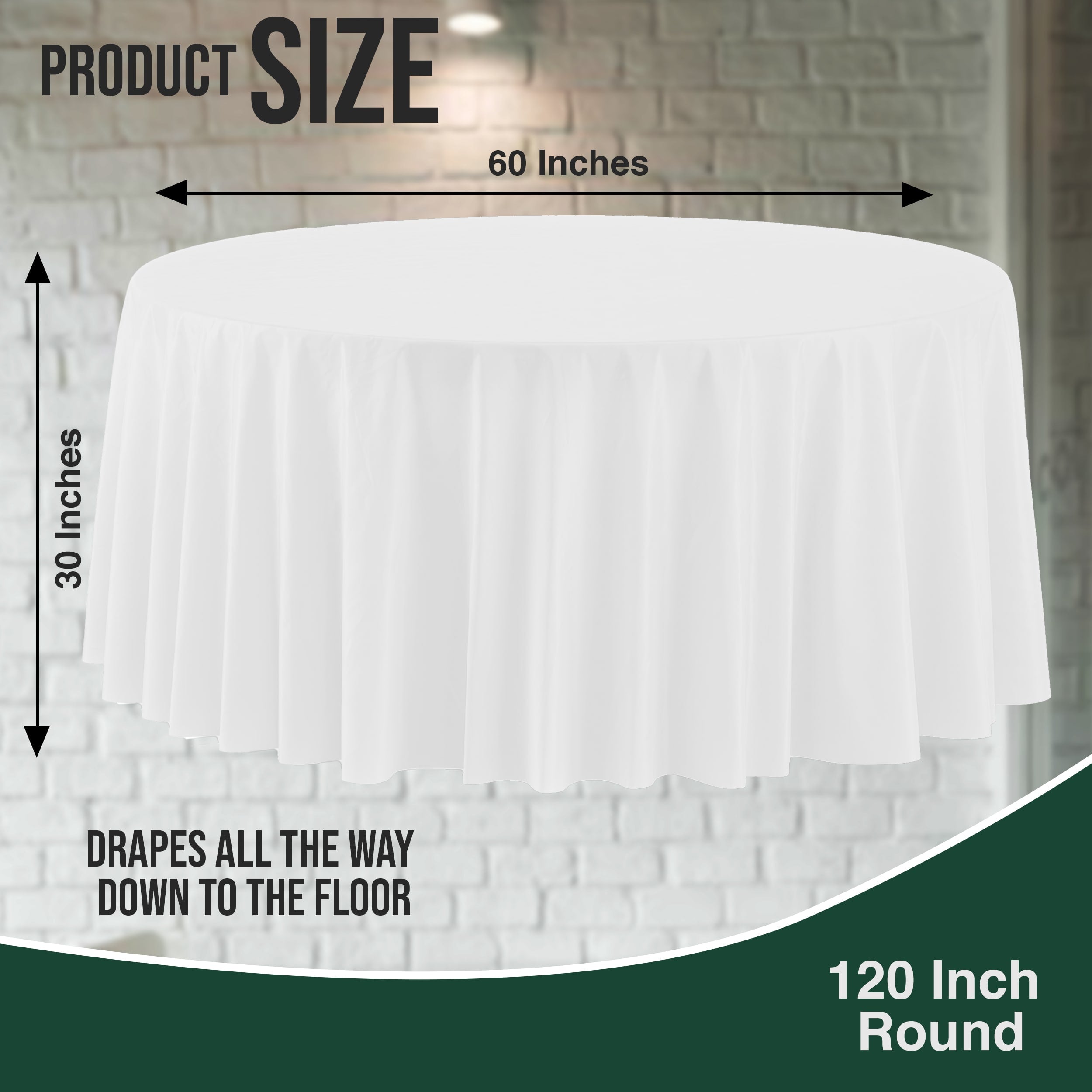 120 In. Premium Round White Plastic Table Cover