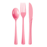 Pink Cutlery Combo Set - 50 Forks 50 Spoons and 50 Knives - 7.5 in.