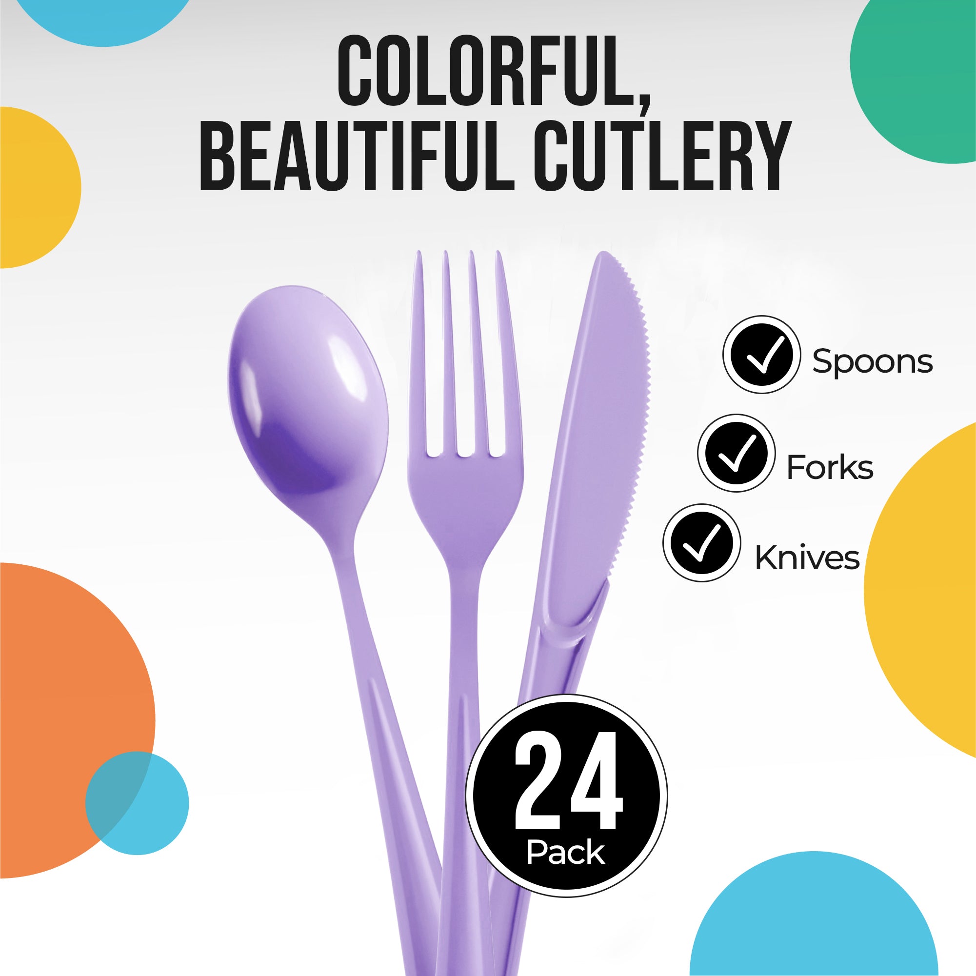 Lavender Cutlery Combo Pack | 24 Count