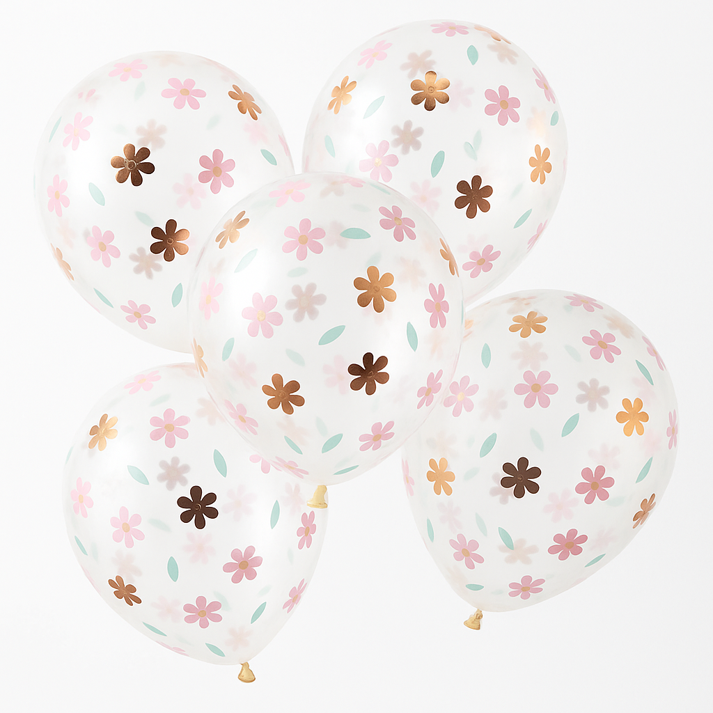 Confetti Floral Foil Balloons - Set of 5