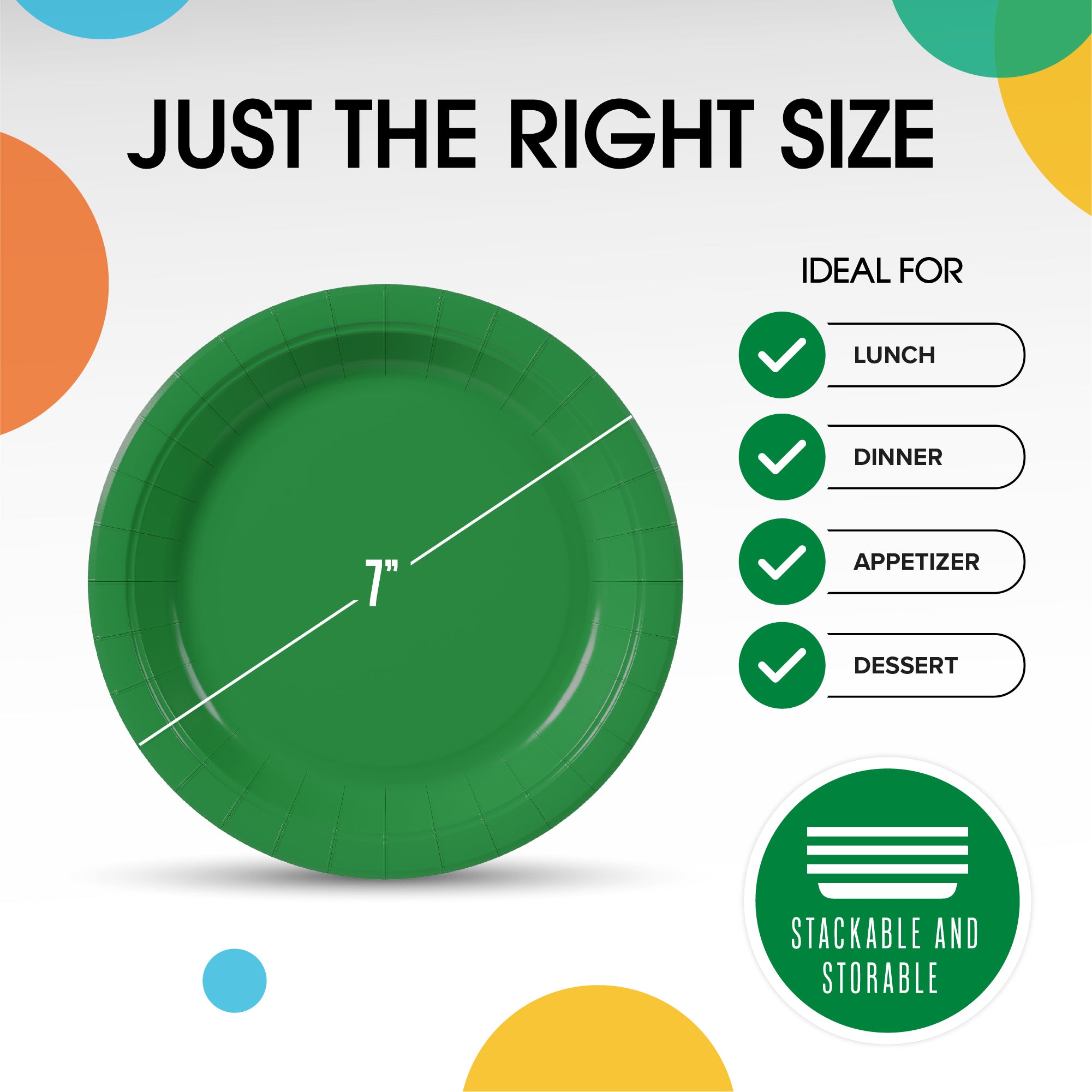 7 In. Emerald Green Paper Plates - 20 Ct.
