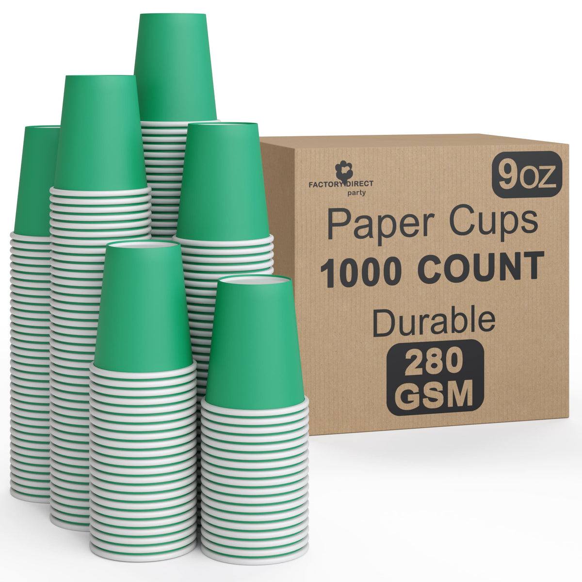 9 Oz. Emerald Green Paper Cups | Case of 1000