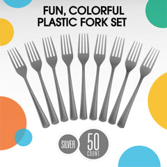Heavy Duty Silver Plastic Forks - 7.5 in. | 100 Count