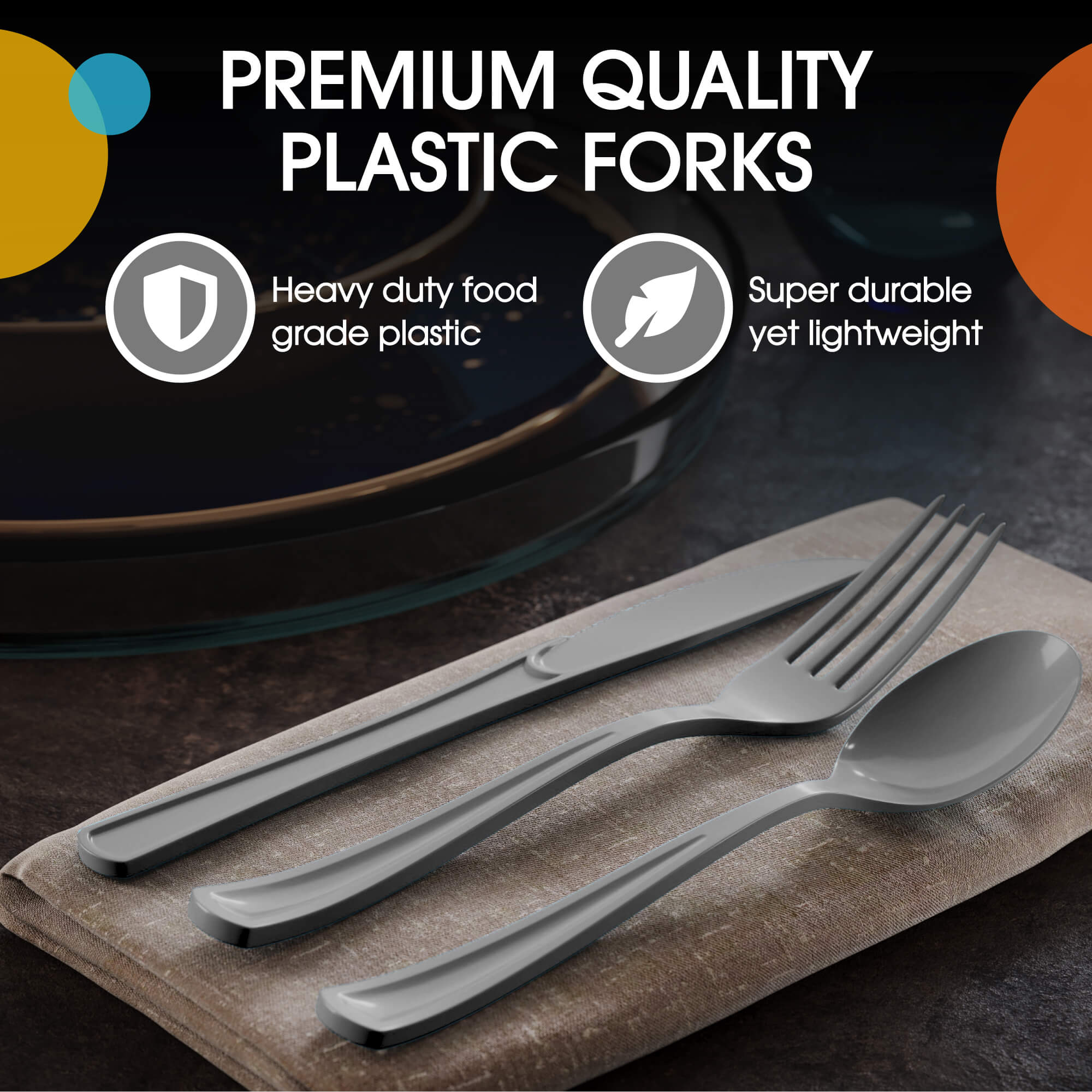 Heavy Duty Silver Plastic Forks - 7.5 in. | 100 Count