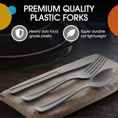 Heavy Duty Silver Plastic Forks - 7.5 in. | 100 Count