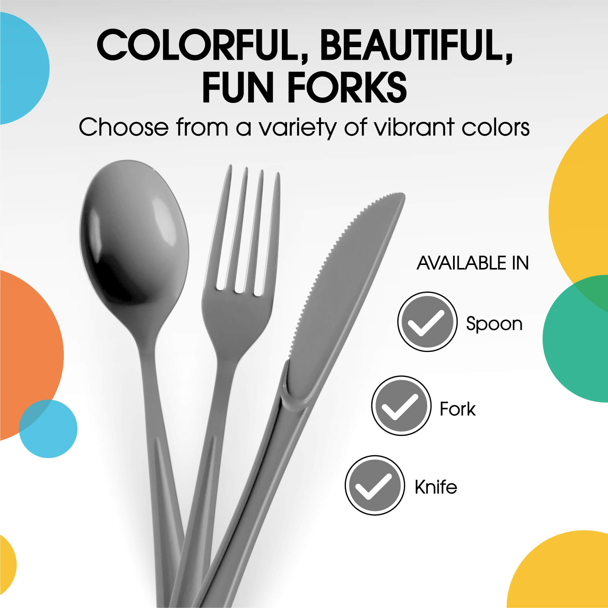 Heavy Duty Silver Plastic Forks - 7.5 in. | 100 Count