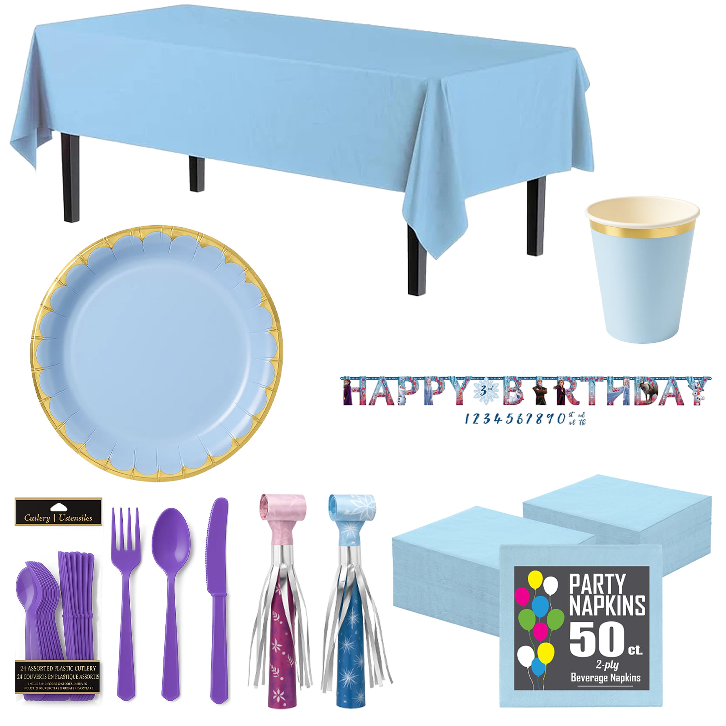 100 Pcs Frozen Base Birthday Party Kit - For 8 Guests