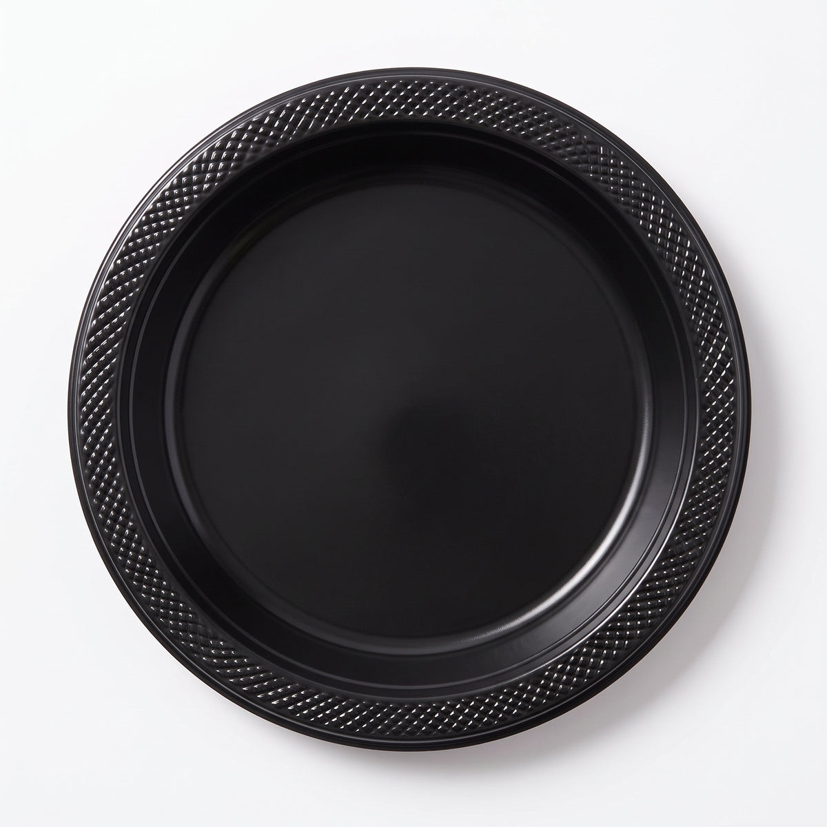 Black 7" Round Plastic Plates - 50 Count
