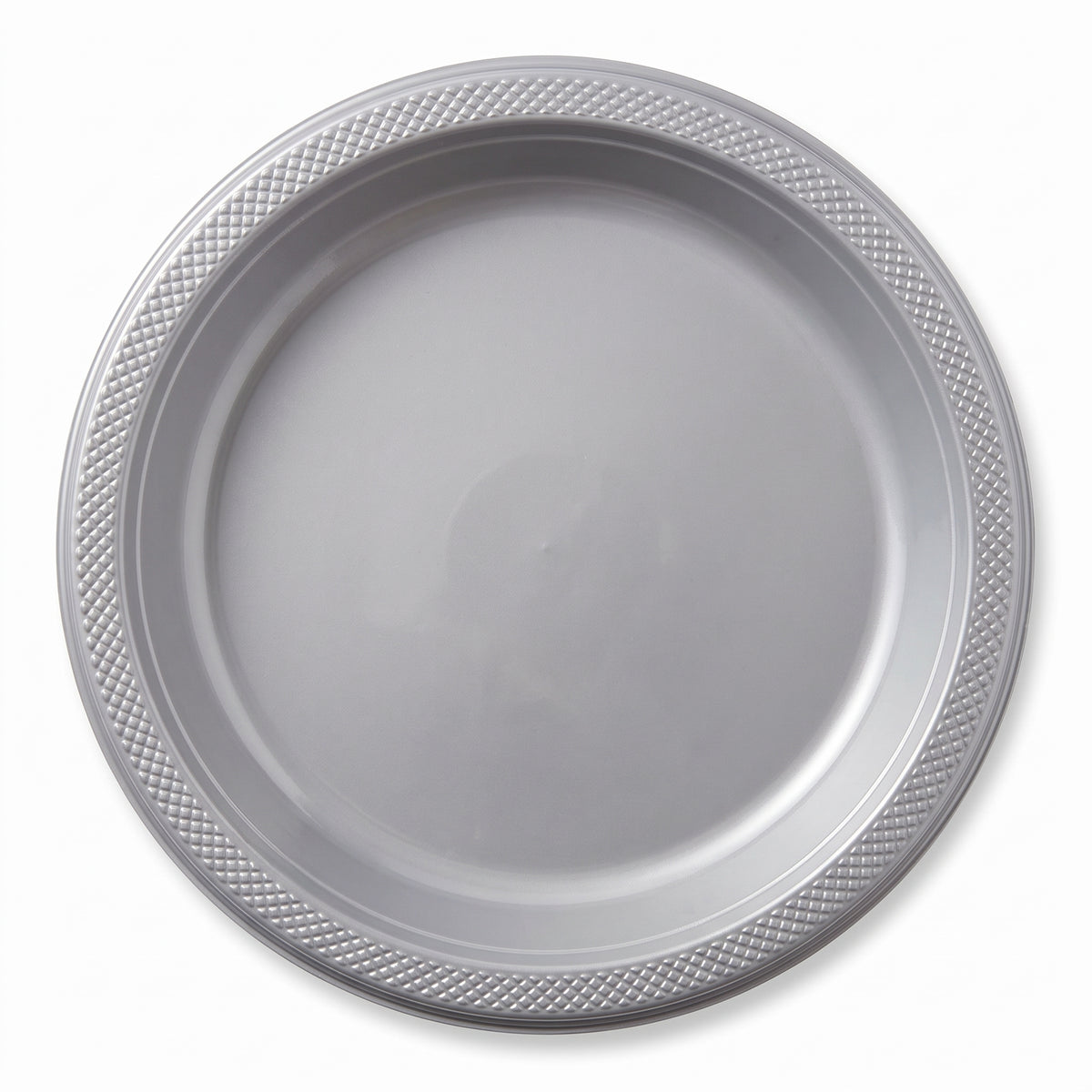Silver 7" Round Plastic Plates - Pack of 50