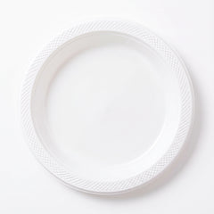 White 7" Round Plastic Plates - 50 Pack
