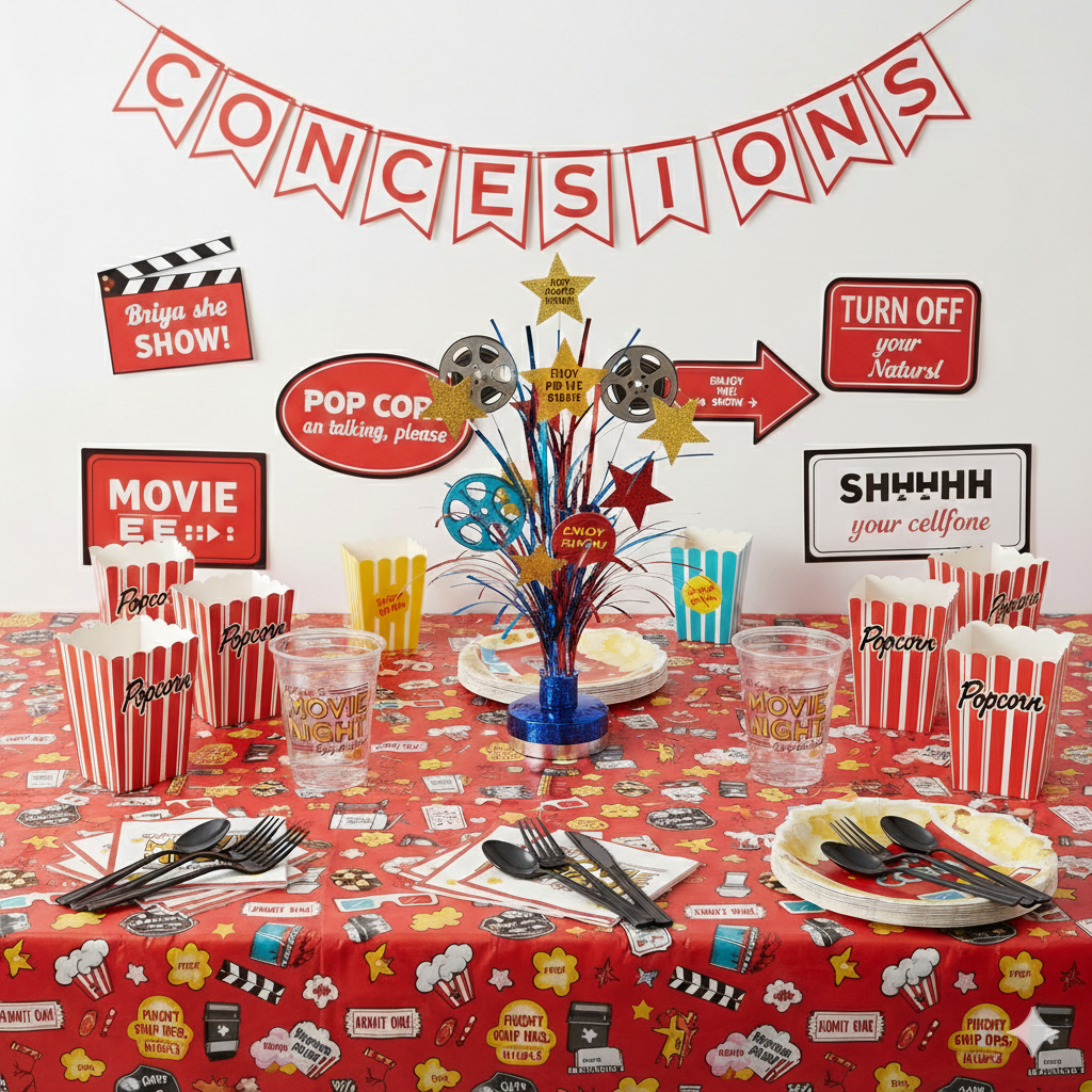 134 Pcs Movie Night Party Kit - For 8 Guests