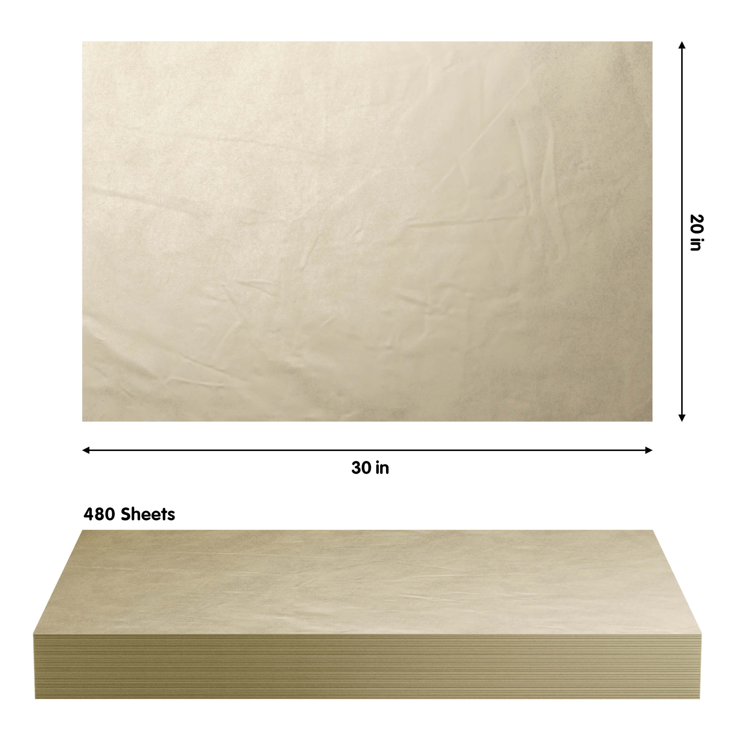 Gold Tissue Paper 20 In. x 30 In. | 480 Sheets