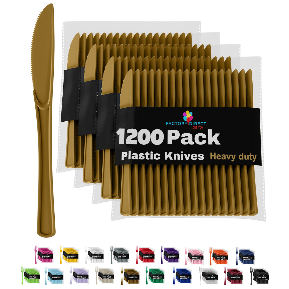 Heavy Duty Gold Plastic Knives | Case of 1200