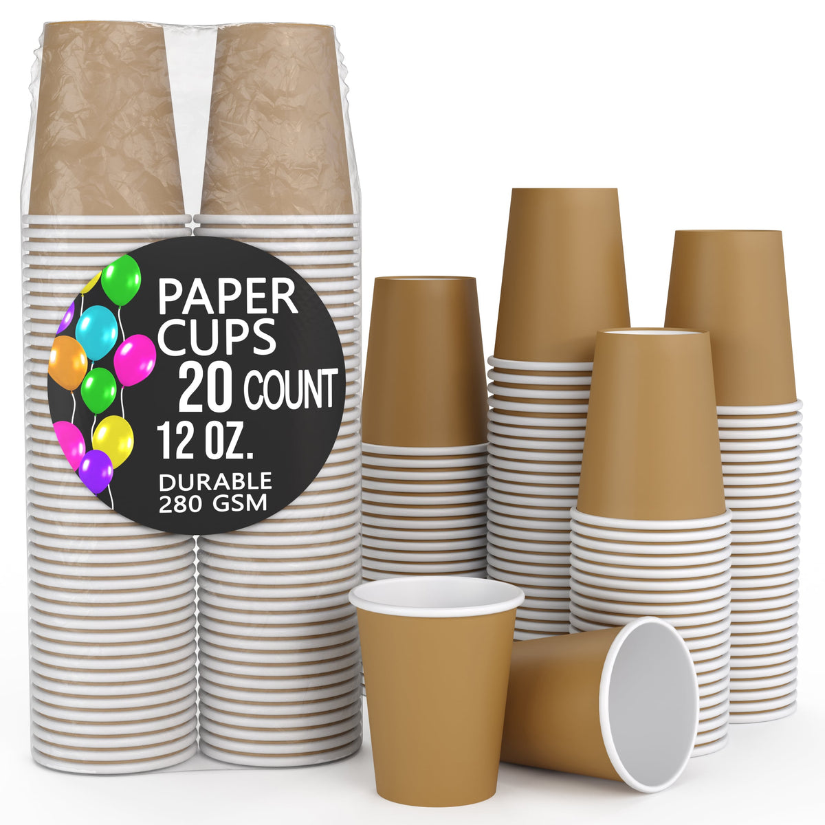 12 Oz. Gold Paper Cups | 20 Count