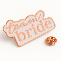 Ginger Ray "Team Bride" Enamel Pin - White & Rose Gold