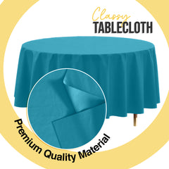 Premium Round Turquoise Plastic Table Covers | 6 Pack | 84 in.