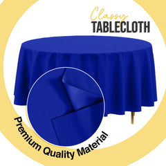 Premium Round Dark Blue Plastic Table Cover | 84 in.