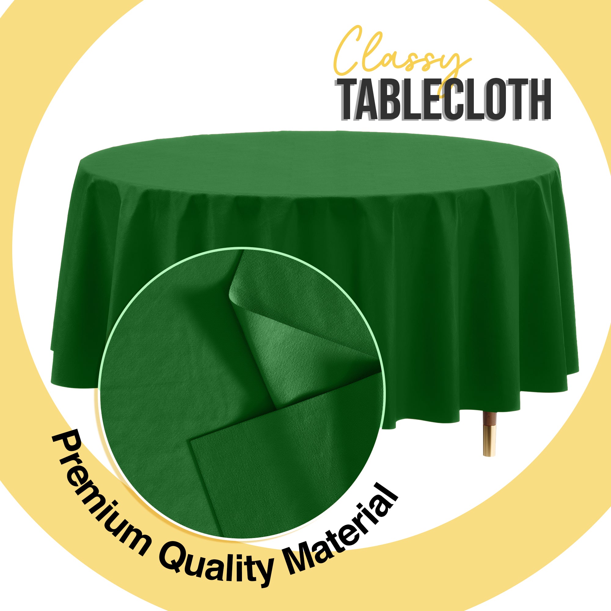 Premium Round Emerald Green Plastic Table Covers | 6 Pack | 84 in.
