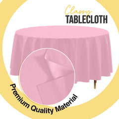 Premium Round Pink Plastic Table Covers | 6 Pack | 84 in.