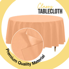 Premium Round Peach Plastic Table Cover | 84 in. | Case of 96