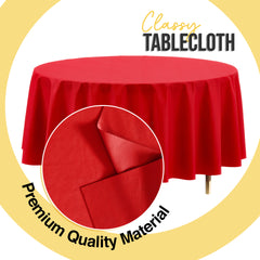 Premium Round Red Plastic Table Cover | 84 in.