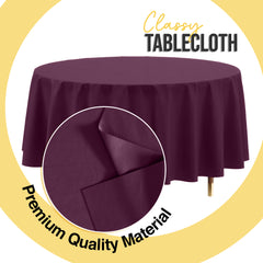 Premium Round Plum Plastic Table Cover | 84 in.