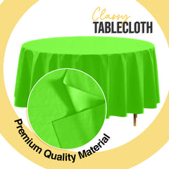 Premium Round Lime Green Plastic Table Cover | 84 in. | Case of 96