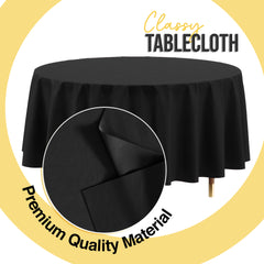 Premium Round Black Plastic Table Cover | 84 in. | Case of 96