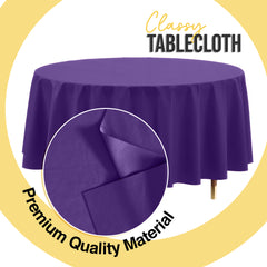 Premium Round Purple Plastic Table Covers | 6 Pack | 84 in.