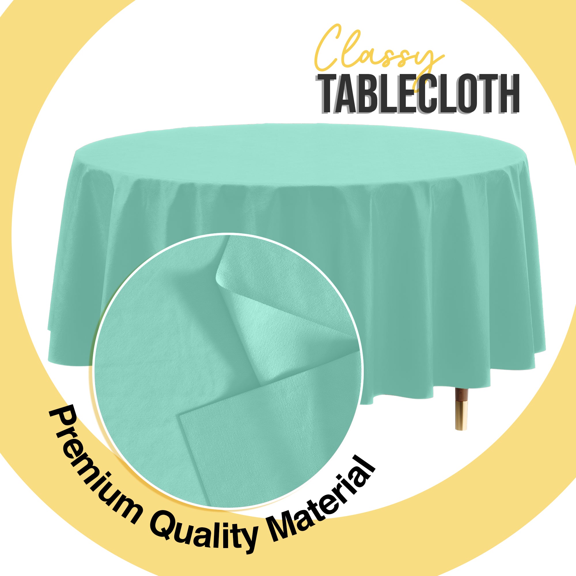 Premium Round Mint Plastic Table Cover | 84 in.