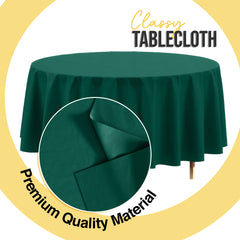 Premium Round Dark Green Plastic Table Covers | 6 Pack | 84 in.