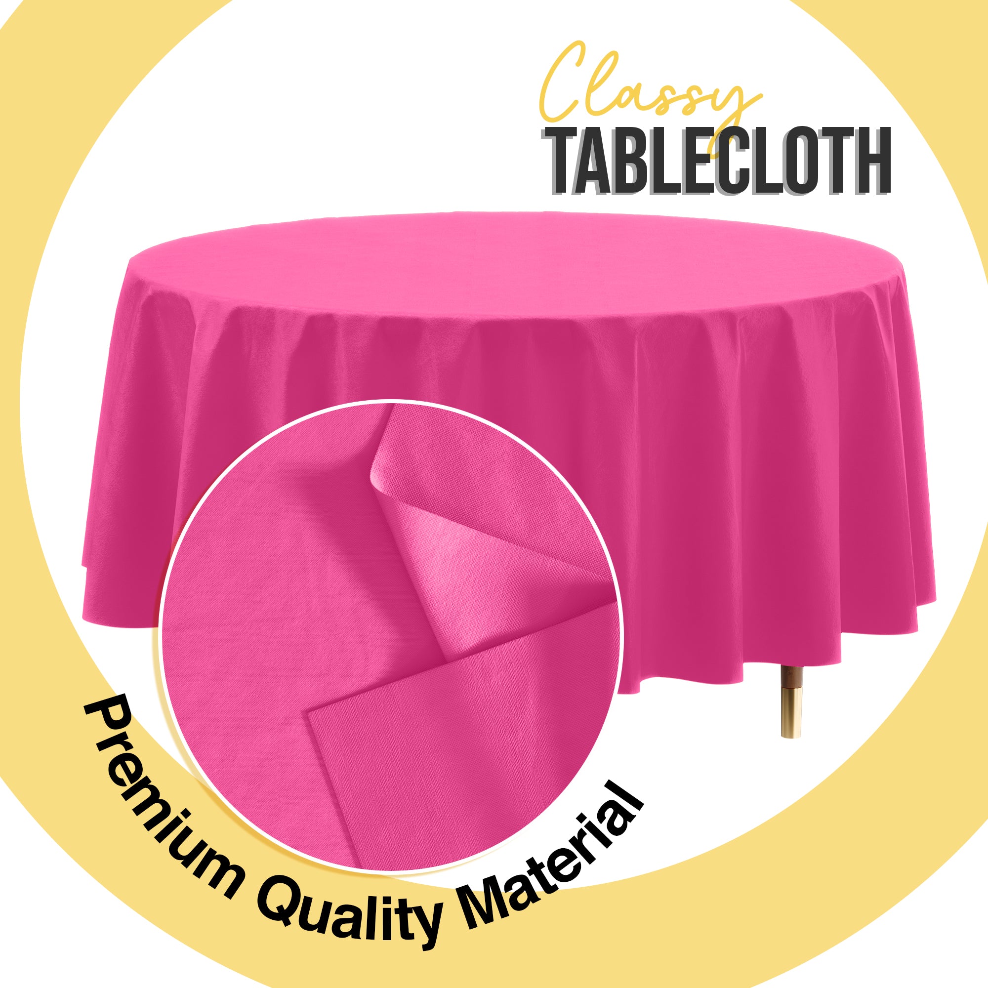 Premium Round Cerise Plastic Table Cover | 84 in.