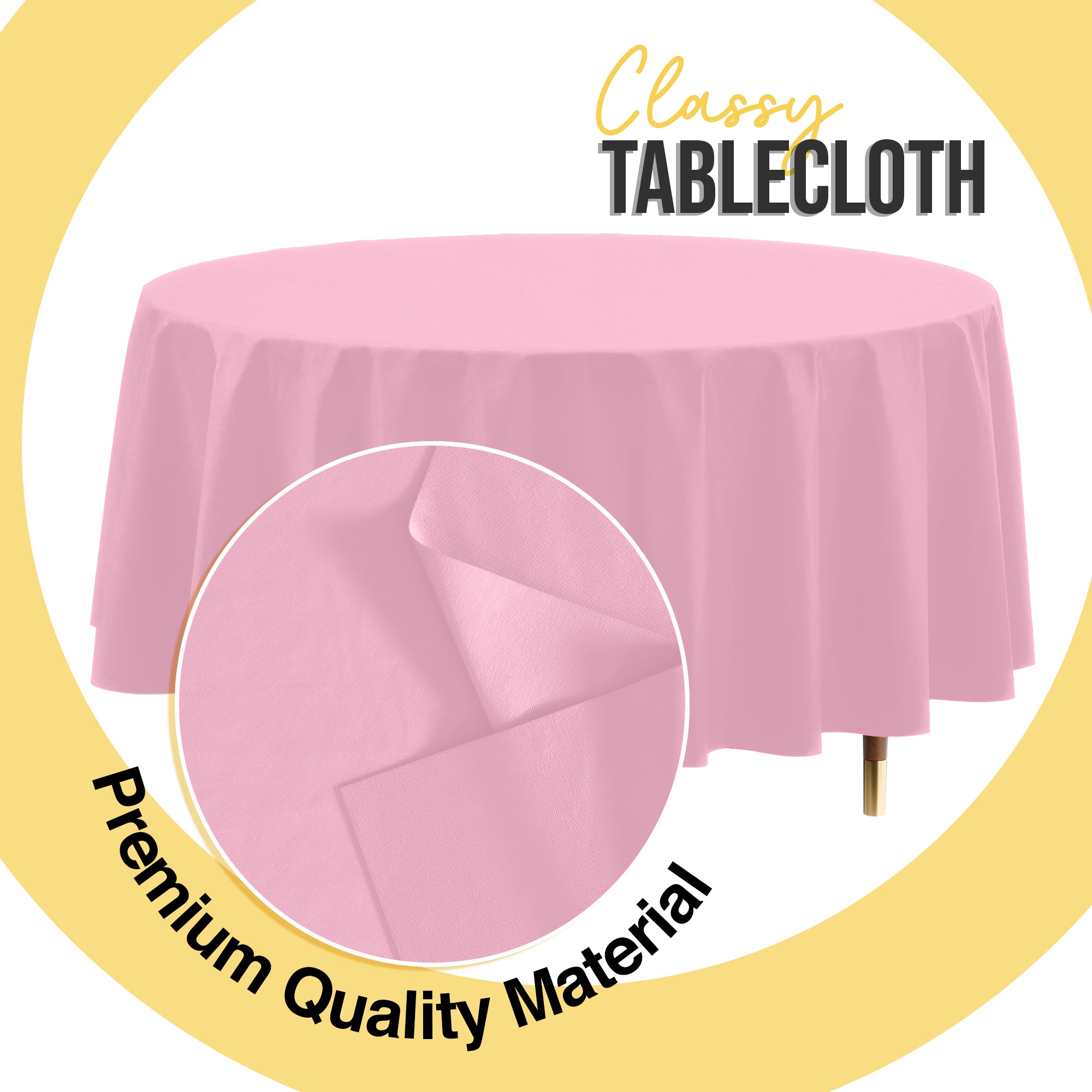 Premium Round Pink Plastic Table Covers | 12 Pack | 84 in.