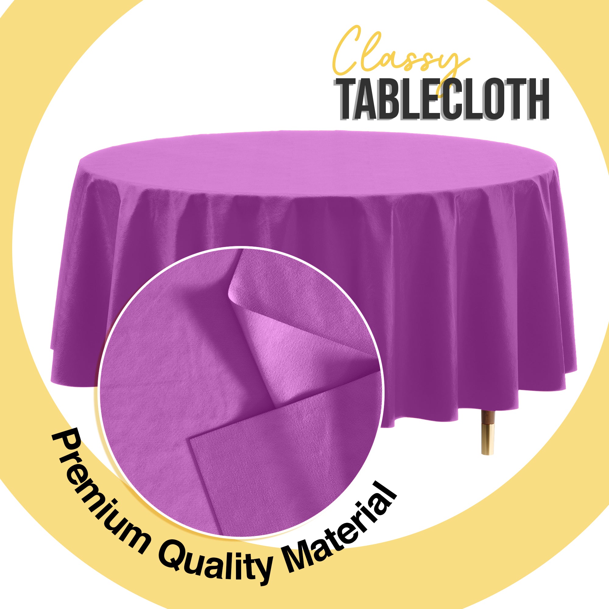 Premium Round Magenta Plastic Table Cover | 84 in. | Case of 96
