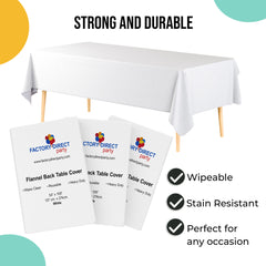 White Flannel Backed Plastic Table Cover  | 54 in. x 108 in.