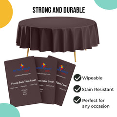 Brown Flannel Backed Plastic Table Cover 70 in. Round