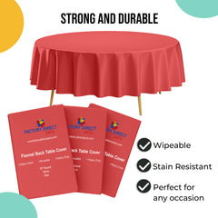Red Flannel Backed Plastic Table Cover 70 in. Round