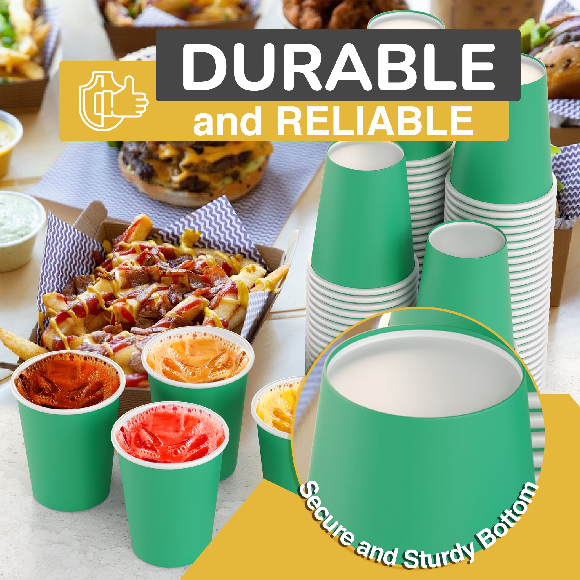 12 Oz. Emerald Green Paper Cups | 20 Count