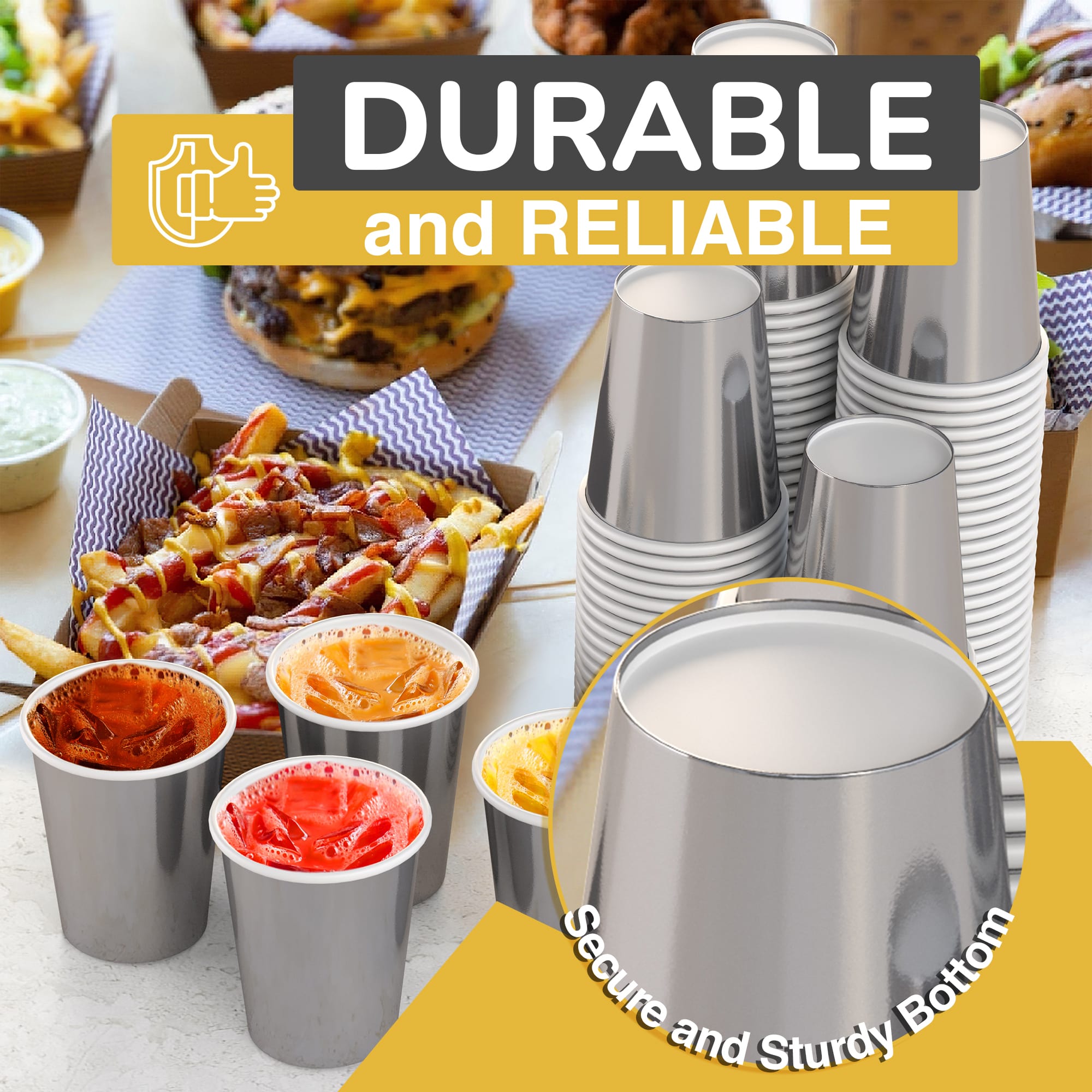 12 Oz. Silver Paper Cups | 20 Count