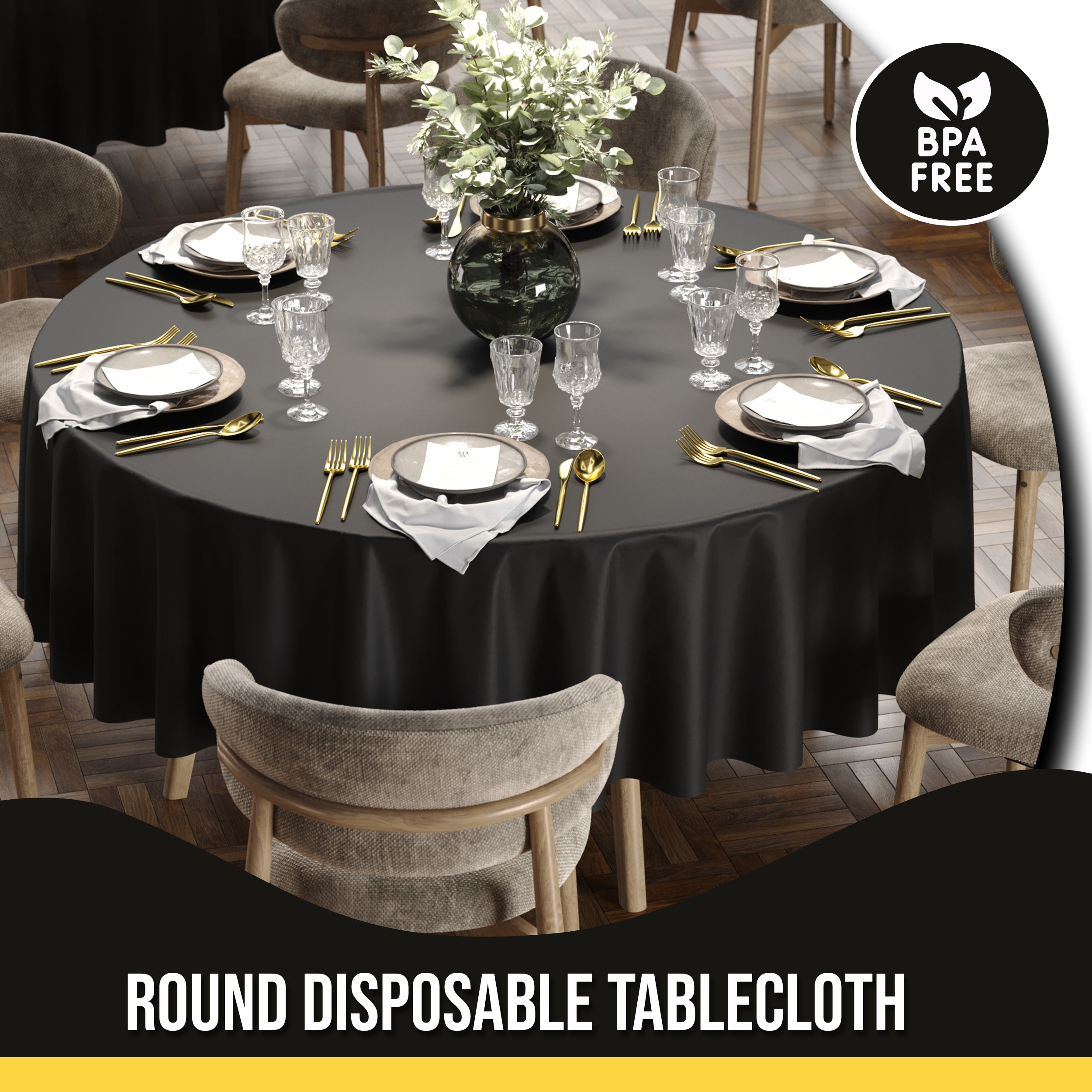 Premium 90" Round Black Table Cover