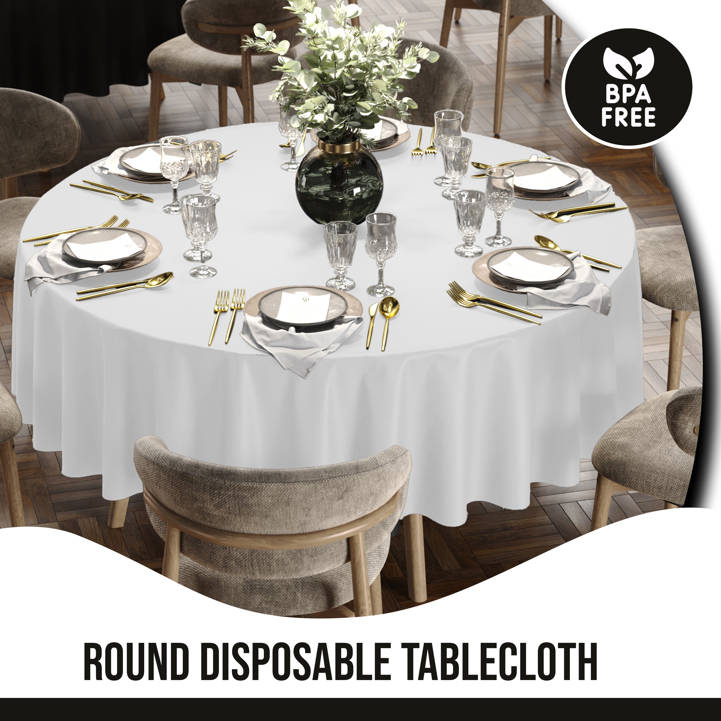 Premium 90" Round White Table Cover