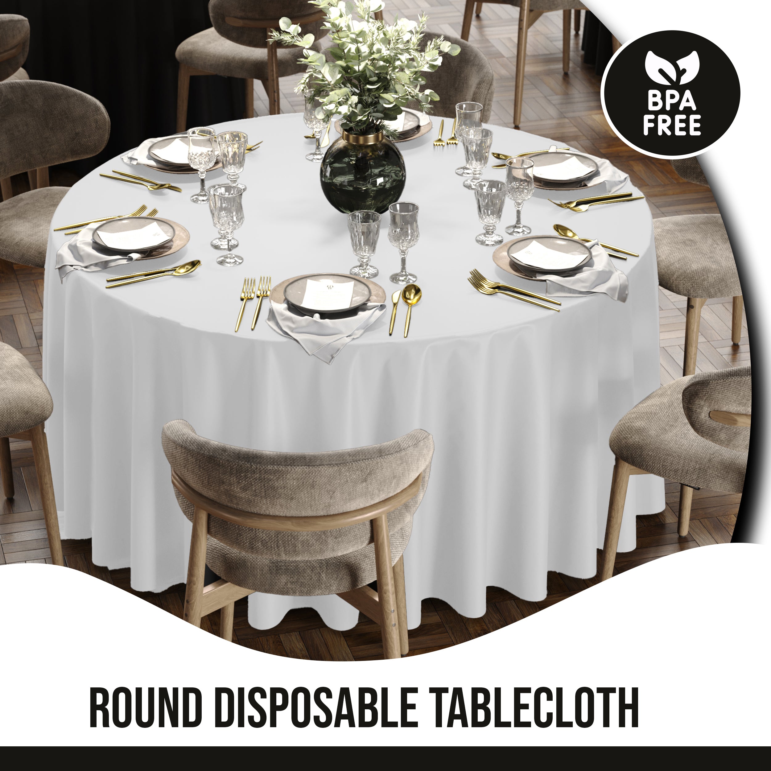 Premium 108" Round White Table Cover