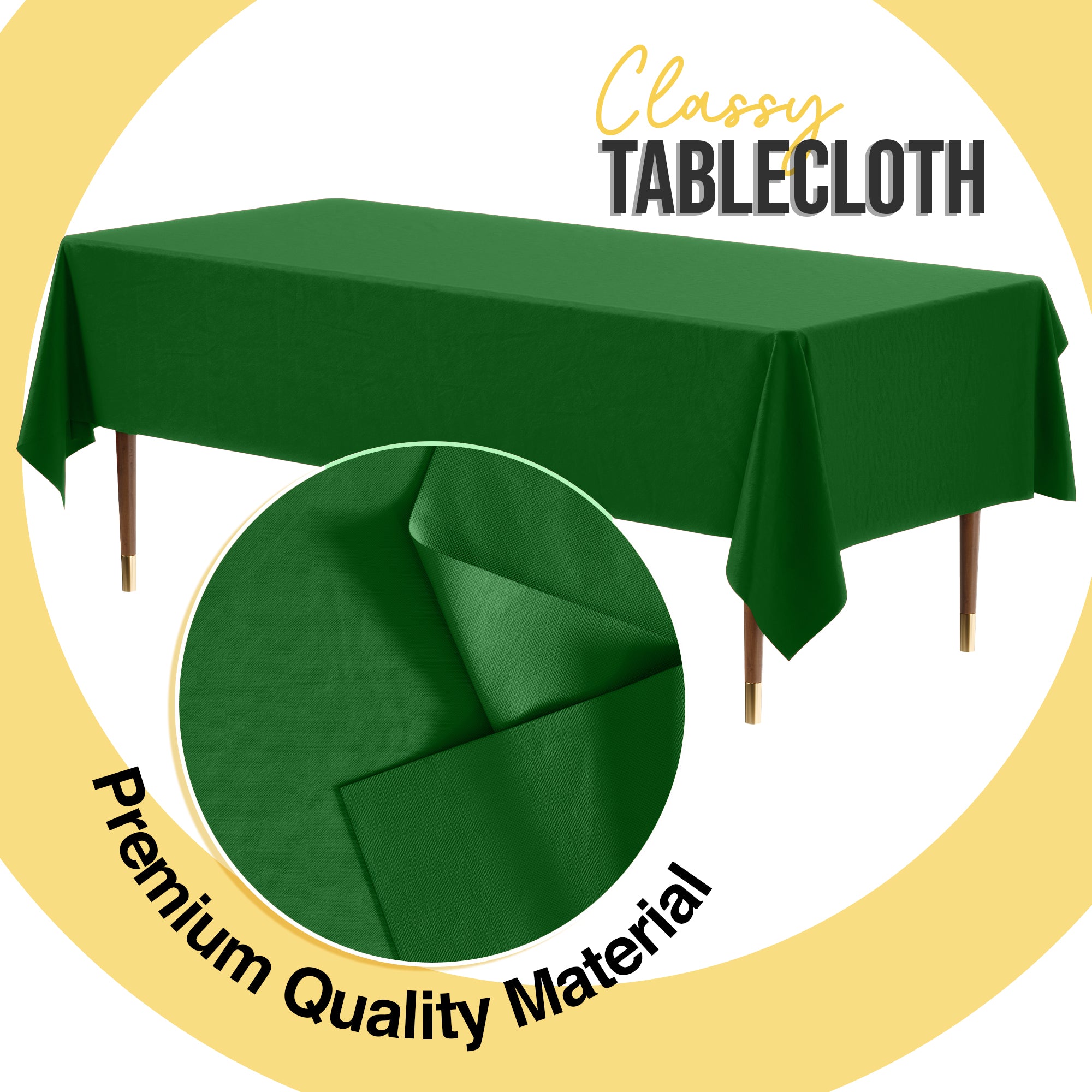 Premium Emerald Green Plastic Table Covers | 6 Pack | 54 in. x 108 in.