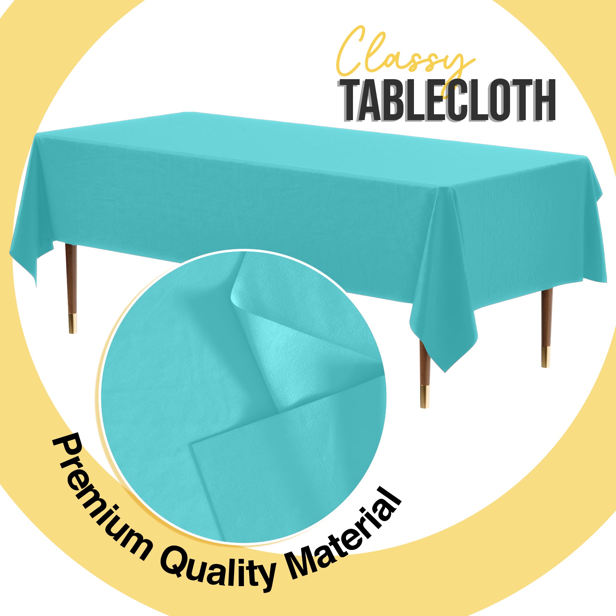 Premium Aqua Blue Plastic Table Cover | 54 in. x 108 in.